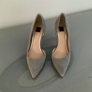 WHBM grey suede D’Orsay pumps